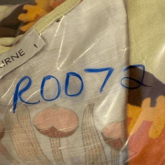 Nocturne Linen Blend Boho Crop Top Tie Puff Sleeves Gold Brown Orange Medium - Picture 15 of 15